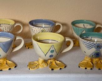 Set of 6 Whimsical Studio Art Pottery