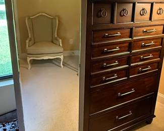 Brushed silver tone floor mirror
