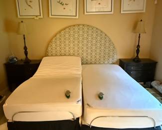 Dual control split king Tempurpedic adjustable bed, headboard