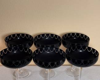 Set of 6 Black Champagne Glasses by Roscher & Co.