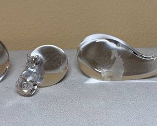 Kosta Boda Apple Perfume Bottle, Hippo, and Jonah and the Whale, signed