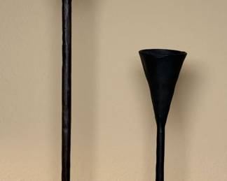 Pair of Vintage Pottery Barn Petaluma Cast Iron Candle Holders