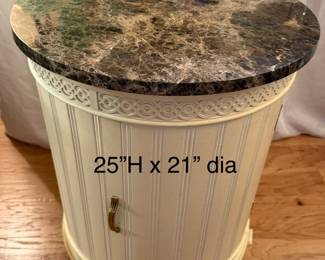 Round marble top side table/cabinet
