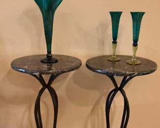 Pair of marble top stands