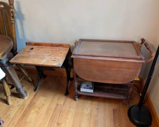 desk, bar cart