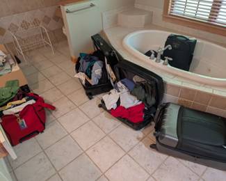 bathroom, clothes