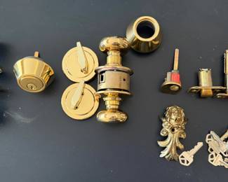 Polished Brass Door Hardware Lot – Locks, Latches & Keys