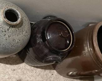 Three Assorted Ceramic Stoneware Crocks and Vases
