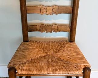 Vintage Ladder-Back Chair with Rush Seat