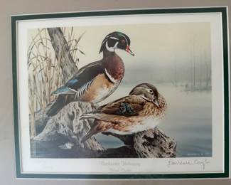 Larry Cory "Backwater Hideaway – Wood Ducks" Framed Limited Edition Print & Stamp