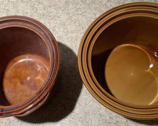 Two Unbranded Ceramic Slow Cooker Replacement Liner Pots