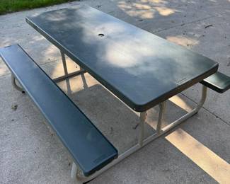 Lifetime Model 22123 Folding Polyethylene Picnic Table with Integrated Benches and Umbrella Hole