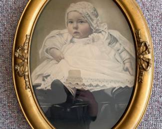 Antique Oval Gold Frame with Child's Portrait