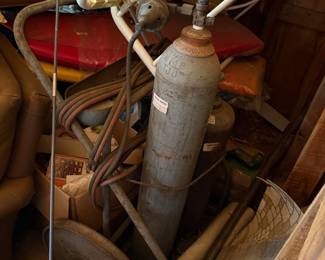 Oxy-Acetylene Welding Torch Setup with Tanks & Cart
