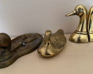 Solid Brass Duck Decor – Bookends, Figurine & Dish