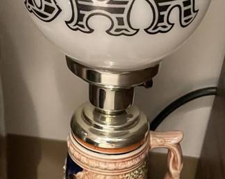 Ceramic Beer Stein Novelty Table Lamp with Bar Globe Shade