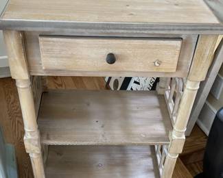 Wooden Side Table Accent Cabinet with Single Drawer and Two Shelves