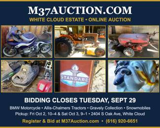 White Cloud Estate Online Auction – Bidding Closes Tuesday, Sept 29 – Pickup Fri Oct 2 & Sat Oct 3