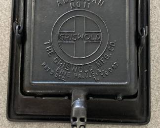 Griswold No. 11 Square Cast Iron Waffle Iron with Base