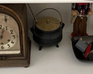 Arched Mantel Clock and Novelty Decor Shelf Lot