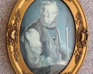 Antique Oval Gold Frame with Man's Portrait