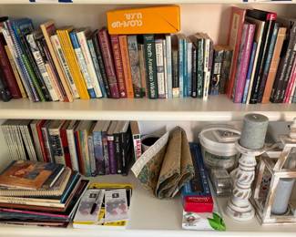 Bookshelf Lot – Books, Lantern & Candleholder