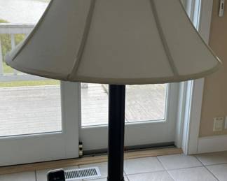 Matching Bronze-Finished Metal Table Lamp and Floor Lamp Set