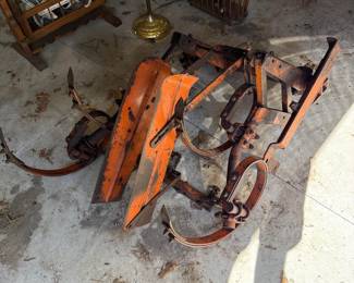 Vintage Two-Row Spring Tooth Cultivator with Shields