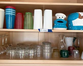 Glassware, Tumblers & Cookie Jar Lot