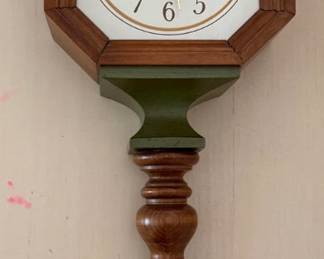 Vintage Octagonal Wall Clock with Eagle Finial