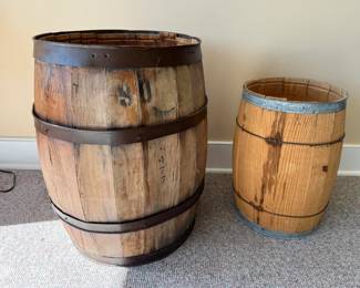 2 Rustic Wooden Barrels