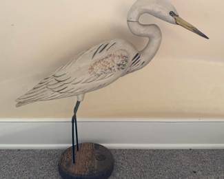 1989–90 Ducks Unlimited Carved Wood Heron / Egret Statue