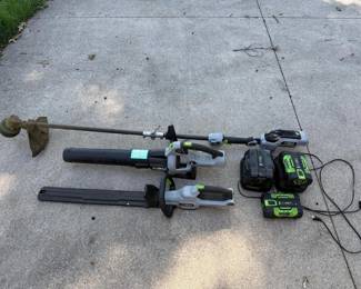 EGO Power+ 56V Cordless Lawn Care Combo, Trimmer, Blower, Hedge Trimmer, Batteries, and Chargers