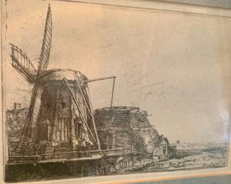 Rembrandt etching entitled "The Windmill"