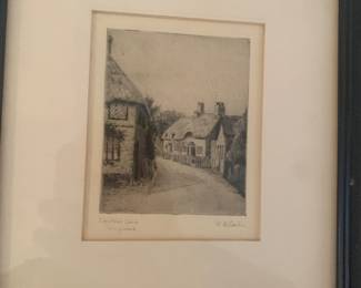 etching titled "Coxlane Lane, Ringstead England by AWH Corbin