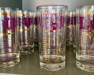 1965 LSU football schedule glasses--set of 8