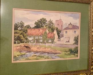 James Wilcock original watercolor dated 1962.  On the back it is titled Cannington, Somerset England