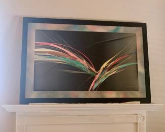 Abstract print titled "Feathered Stroke" by late Venezuelan artist Elba Alvarez (1944-2005)