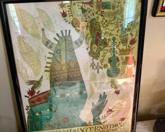 2016 Festival de International de Louisiane framed  commemorative poster