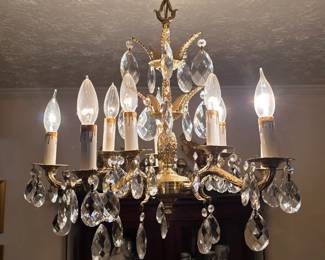 Antique/Victorian brass crystal 10 light chandelier