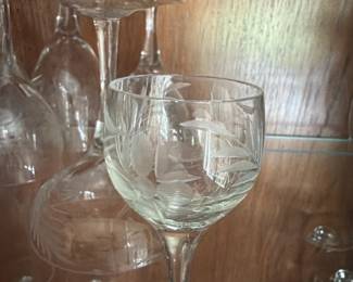 Etched Floral Coupe Glass
