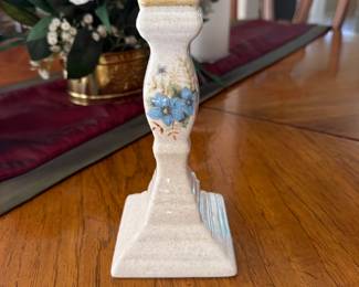 Item34 StonewareCandlestickBlueFloral