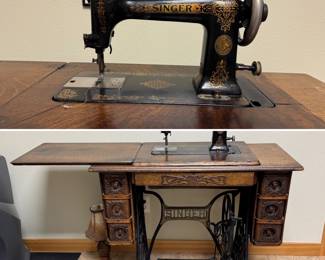 Vintage Singer sewing machine & cabinet