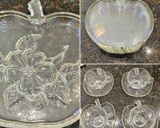 Vintage Glass "apple" plates & teacup sets
