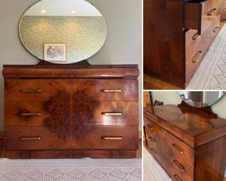 Mount Airy Furniture - burlwood chest & mirror - Amazing!