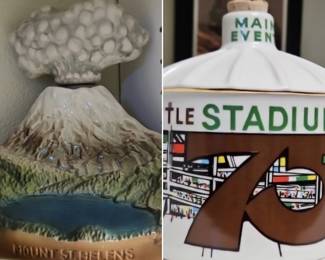 vintage Mount St. Helens and Kingdom decanters