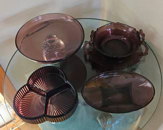 Vintage Glass Trays in Amythyst 