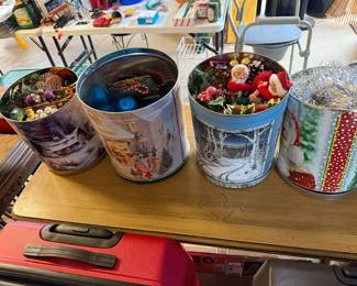 Christmas items in tins