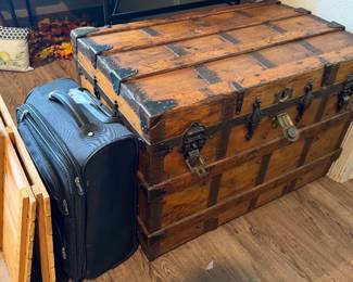 Antique Victorian Pine Travel Trunk