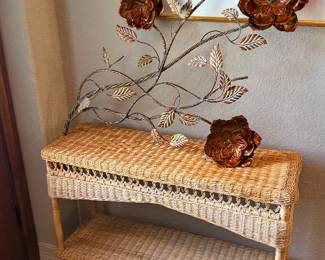 Wicker Console Table, Metal Art